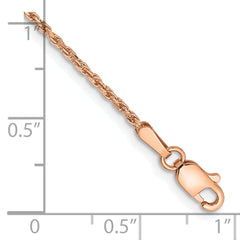 14K Rose Gold 7 inch 1.5mm Diamond-cut Man Made Rope with Lobster Clasp Chain