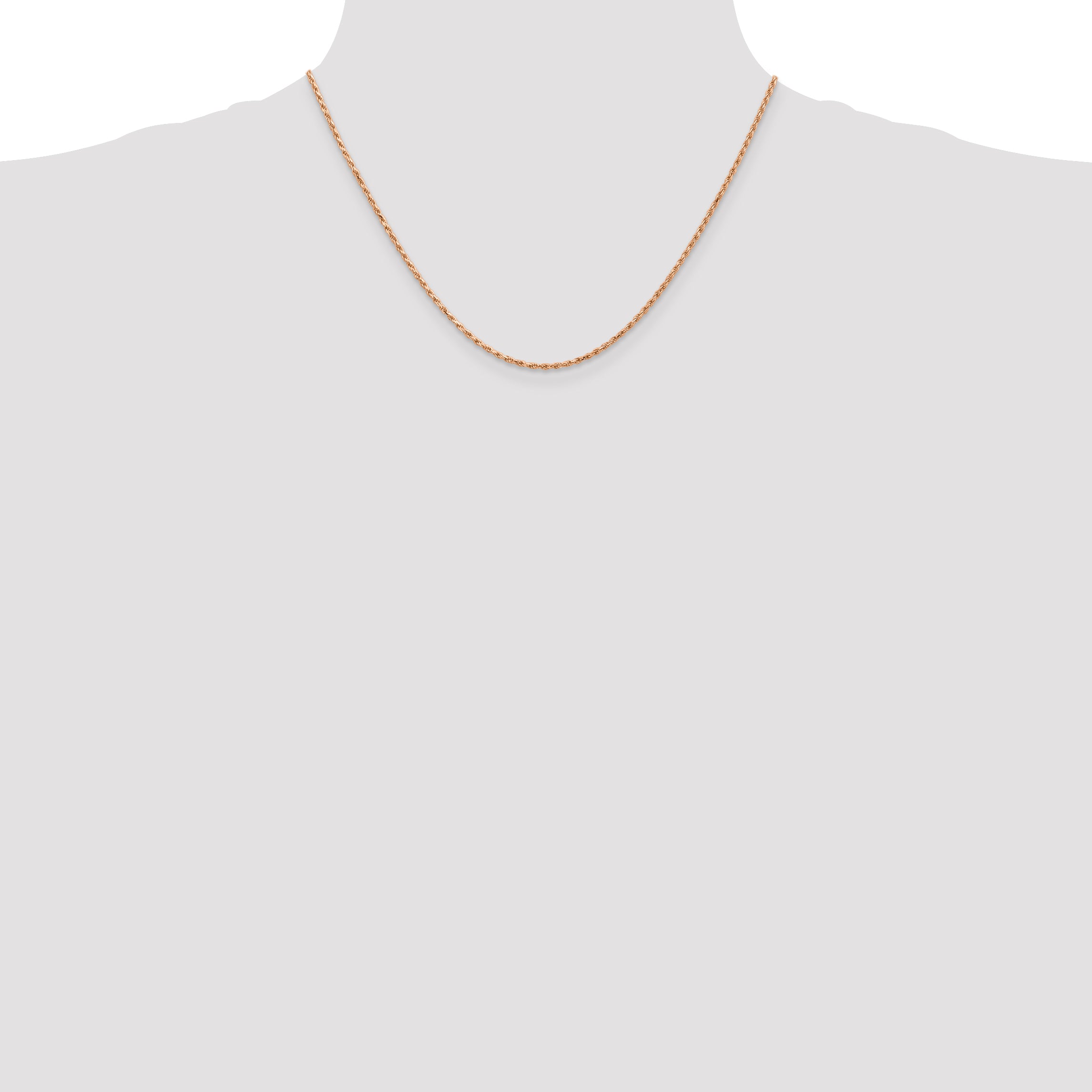 14K Rose Gold 16 inch 1.8mm Diamond-cut Man Made Rope with Lobster Clasp Chain