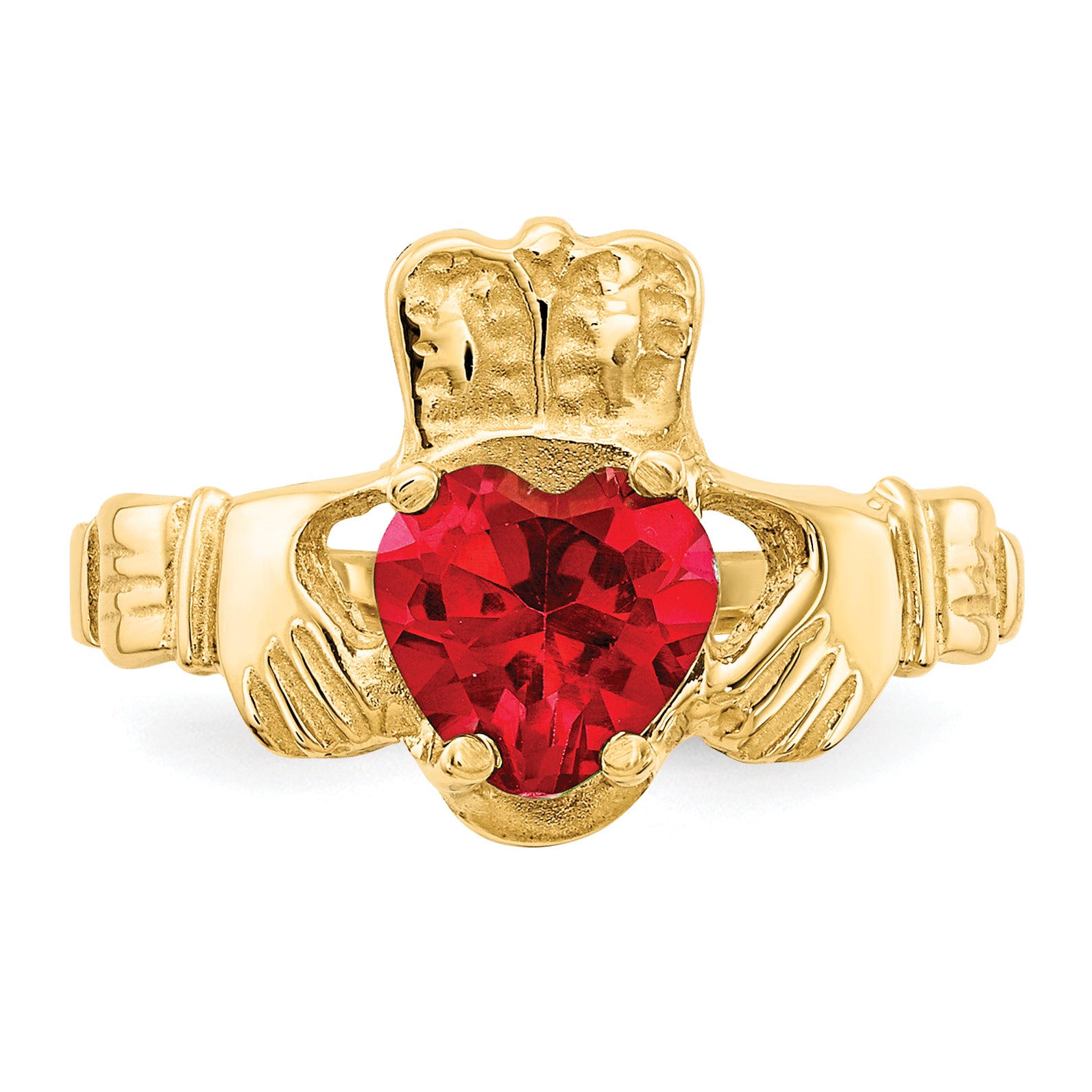 14k July CZ Birthstone Claddagh Ring