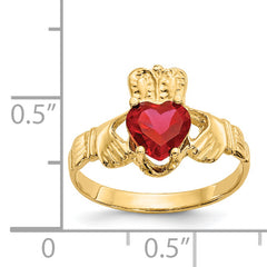 14k July CZ Birthstone Claddagh Ring