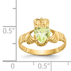 14k August CZ Birthstone Claddagh Ring