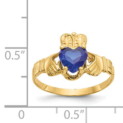 14k September CZ Birthstone Claddagh Ring