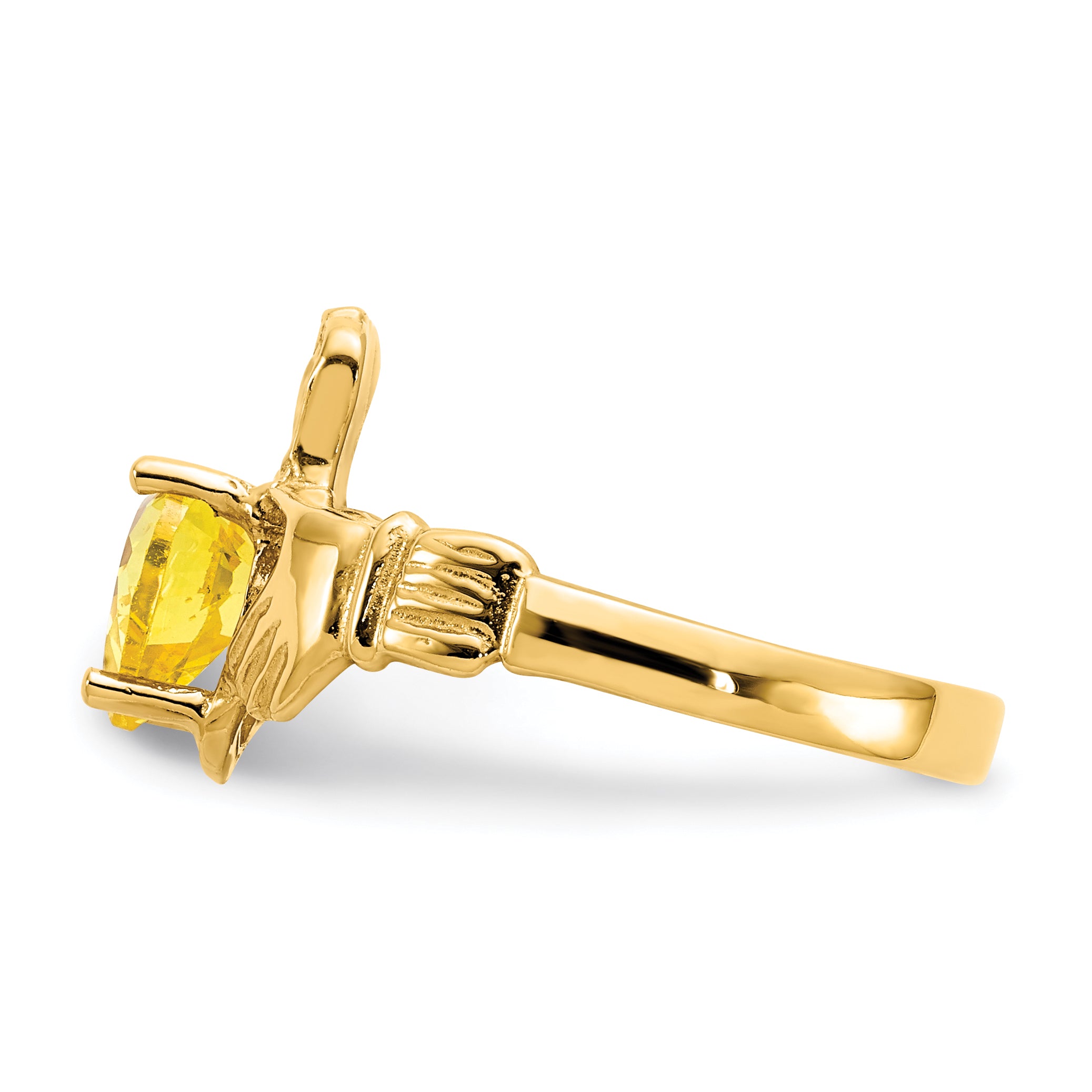 14k November CZ Birthstone Claddagh Ring