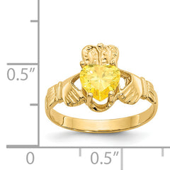 14k November CZ Birthstone Claddagh Ring