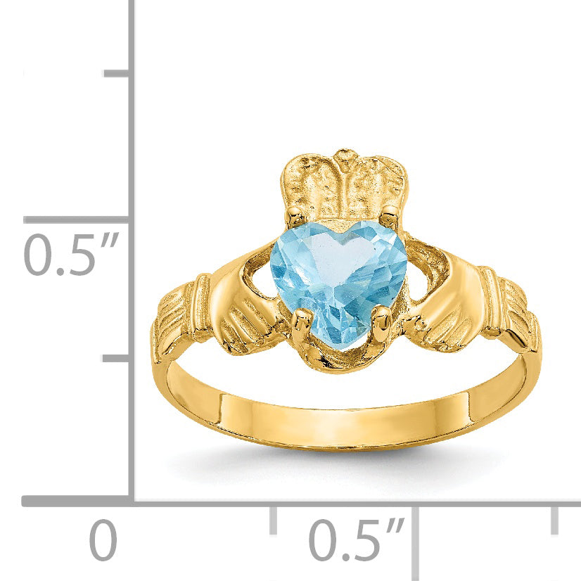 14k December CZ Birthstone Claddagh Ring