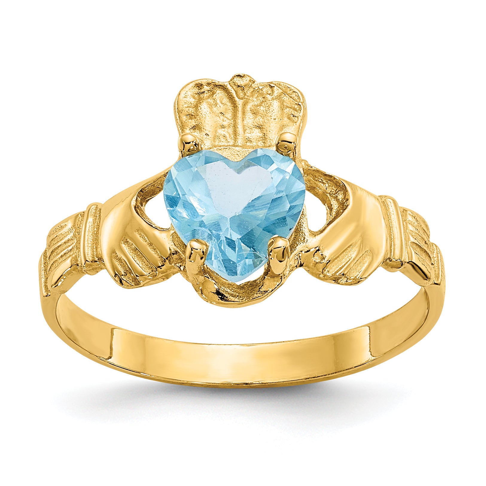 14k December CZ Birthstone Claddagh Ring Main image