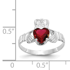 14k White Gold January CZ Birthstone Claddagh Ring