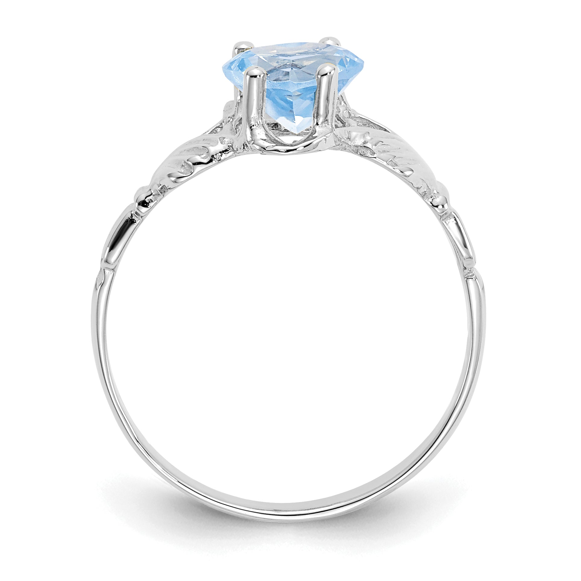 14k White Gold March CZ Birthstone Claddagh Ring Secondary image