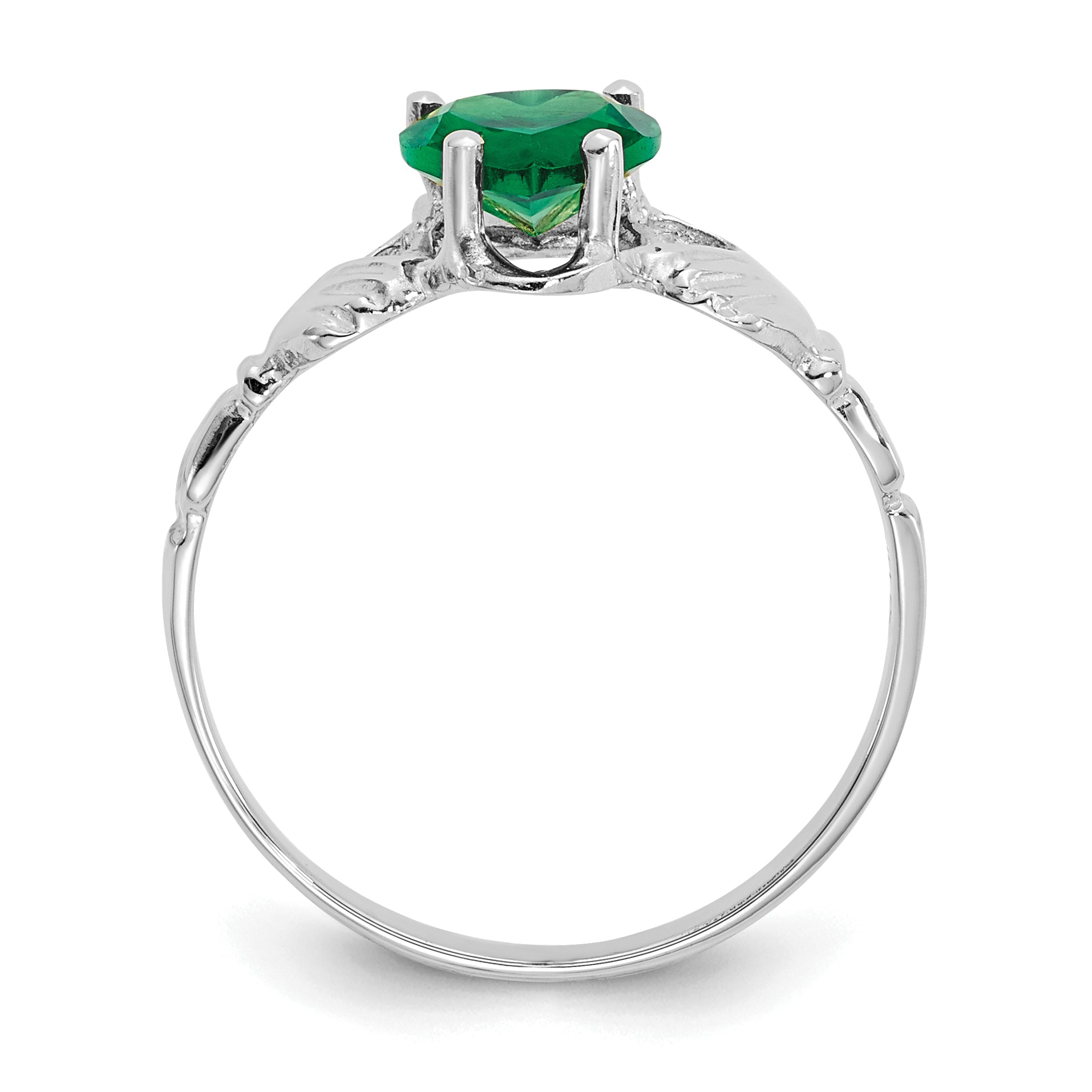 14k White Gold May CZ Birthstone Claddagh Ring Secondary image