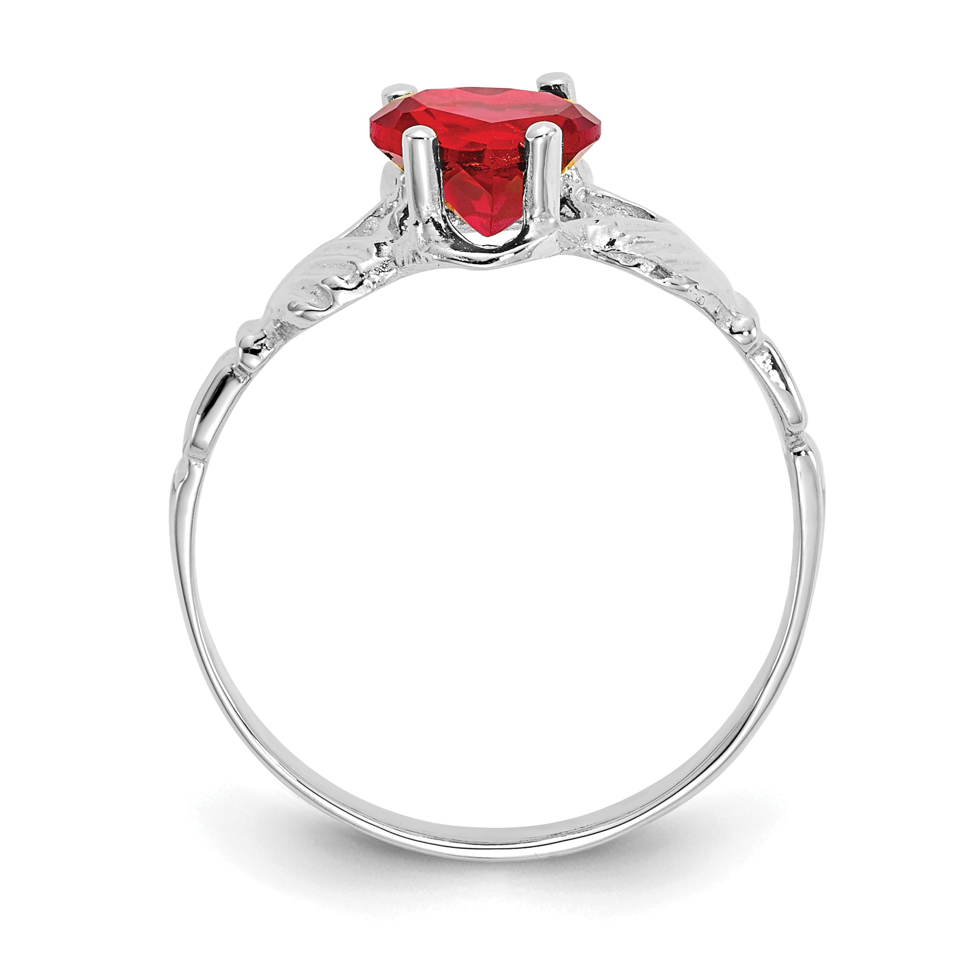 14k White Gold July CZ Birthstone Claddagh Ring Secondary image