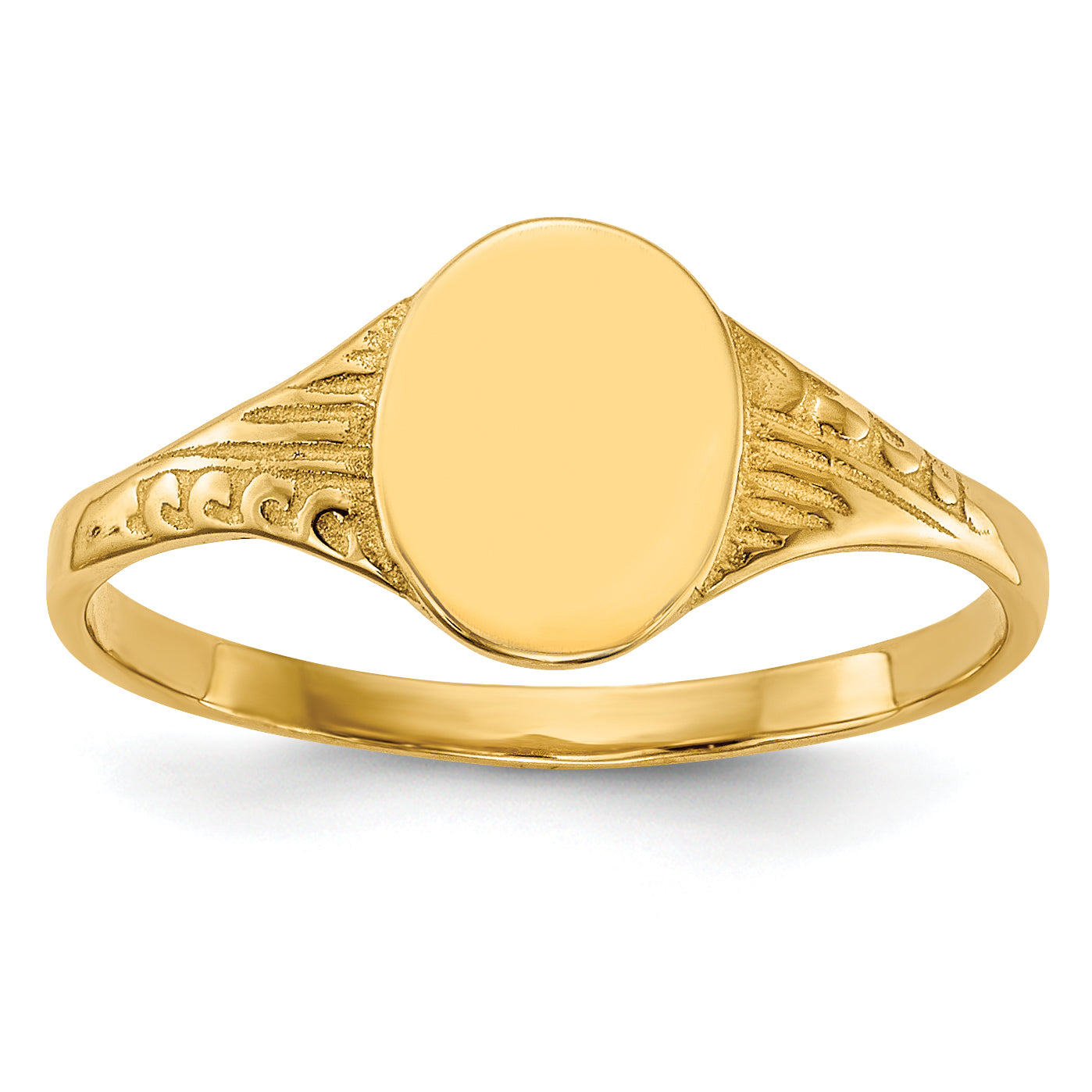 14K Oval Polished Child Signet Ring Main image