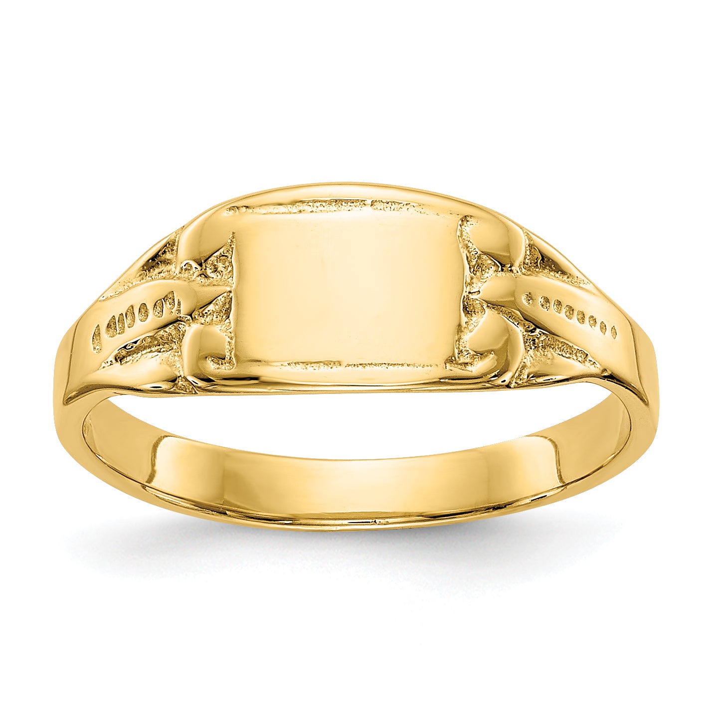 14K Polished Rectangular Baby Signet Ring Main image