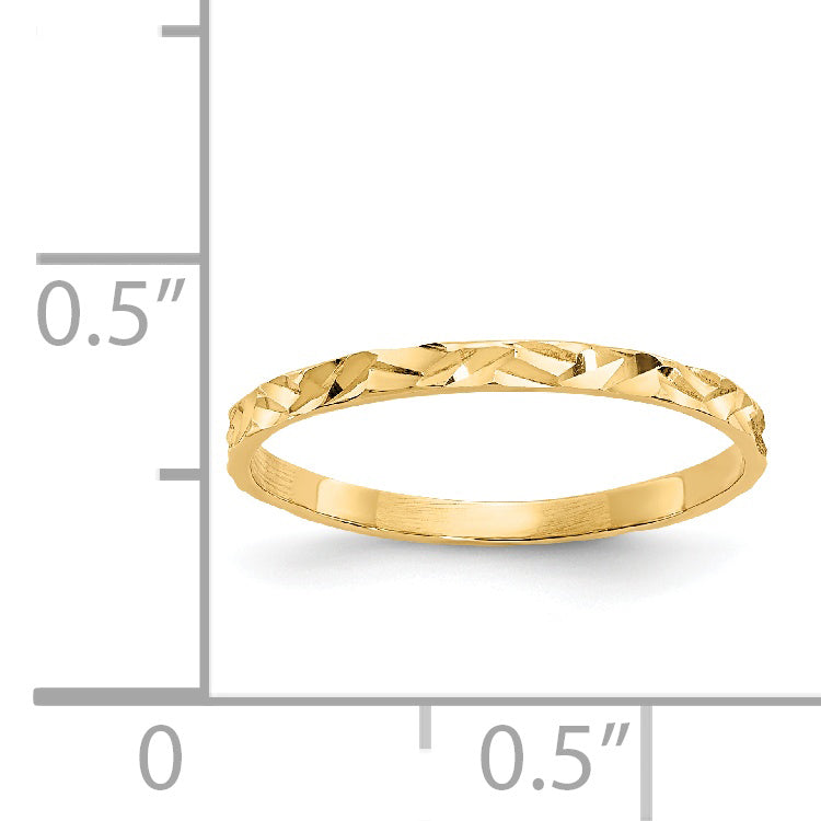14K Diamond-cut Zig-Zag Design Band Childs Ring - 3