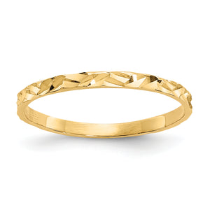 Zig-Zag Flat Ring in 14K Yellow Gold, Diamond-Cut, Size 3 - Sophia Jewelers