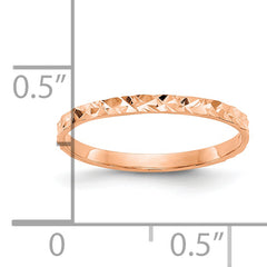 14K Rose Gold Diamond-cut Design Band Childs Ring