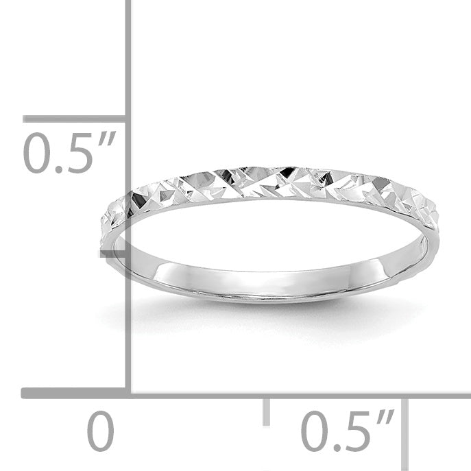 14K White Gold Diamond-cut Design Band Childs Ring