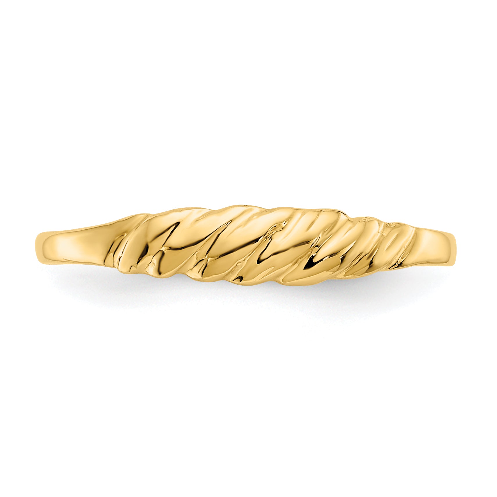 14K Textured Ridged Dome Ring