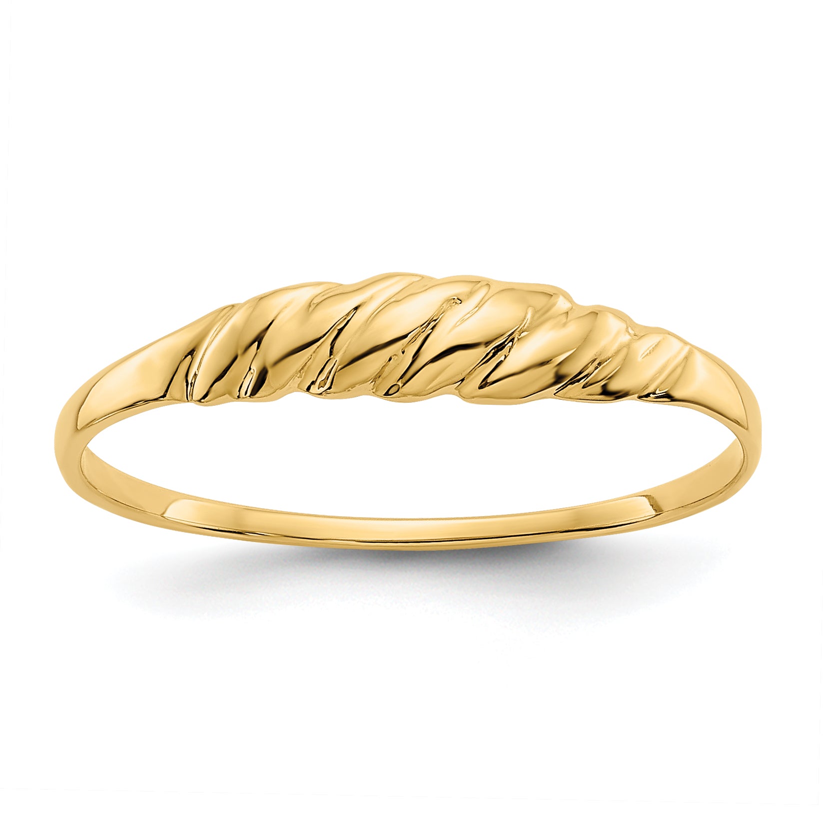 14K Textured Ridged Dome Ring