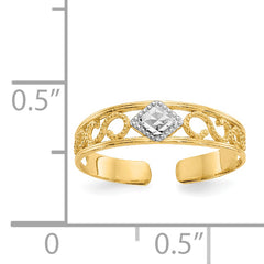 14k & Rhodium Diamond-Cut Toe Ring