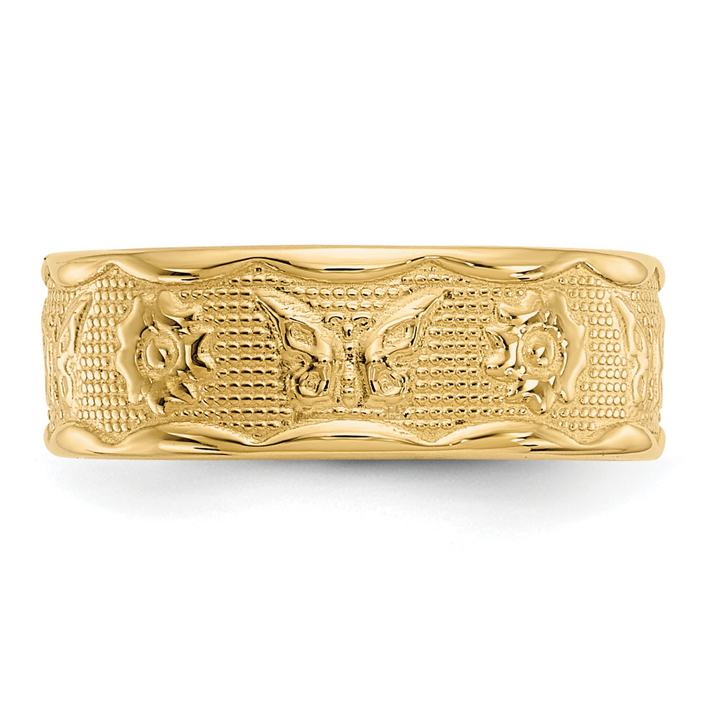 14k Flower & Butterfly Toe Ring