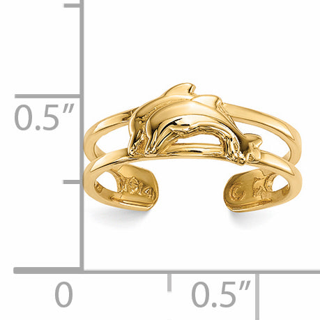 14k Dolphins Toe Ring