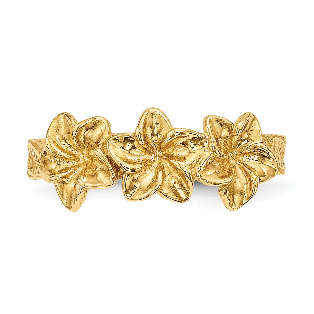 14k Polished Flowers Toe Ring