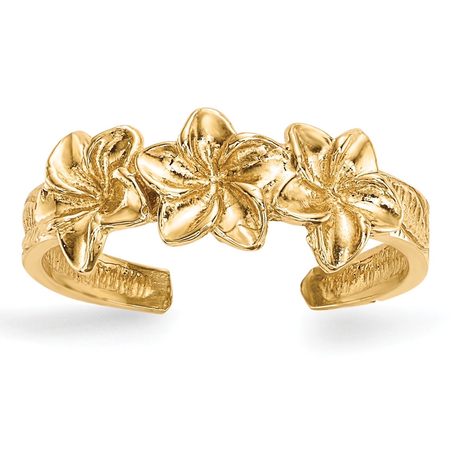 14k Polished Flowers Toe Ring Main image