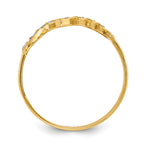 14k With White Rhodium Diamond-cut Leaves Ring