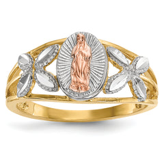 14k Two-tone WithWhite Rhodium Polished Our Lady of Guadalupe Ring