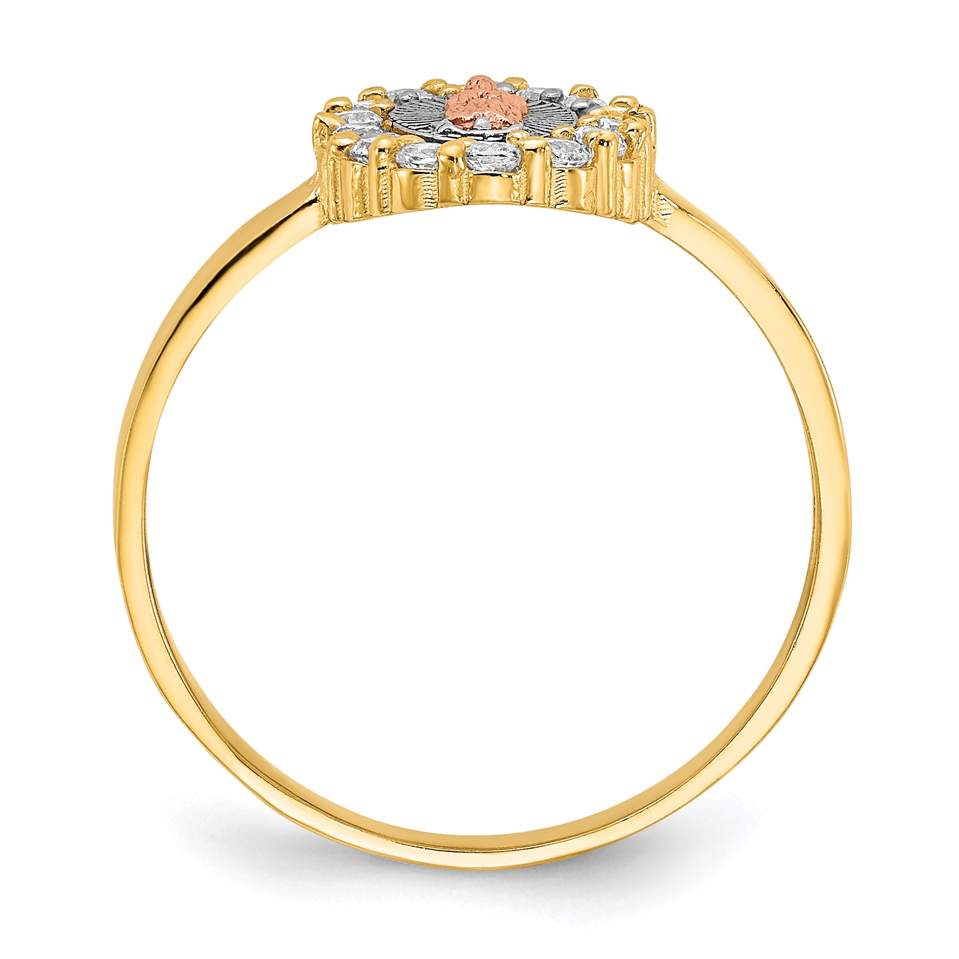 14k Two-tone WithWhite Rhodium CZ Lady of Guadalupe Ring