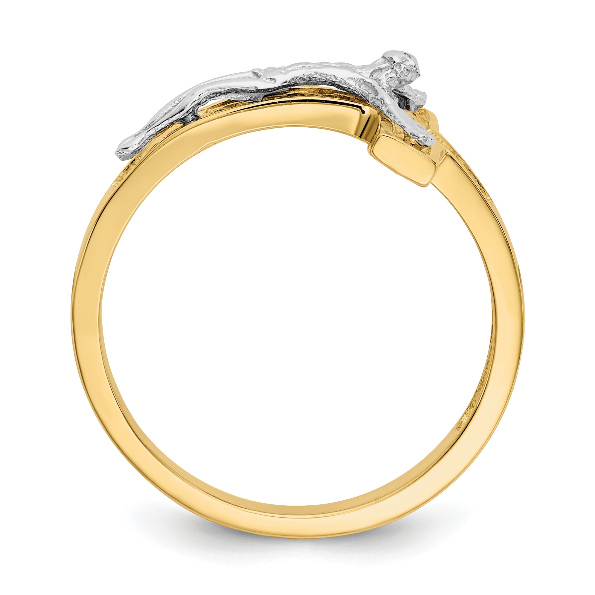14k Two-tone Polished Crucifix Ring Secondary image