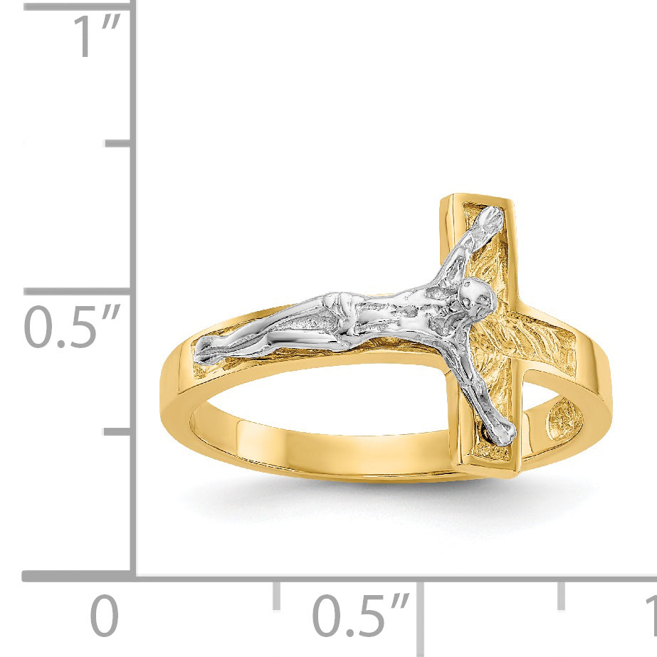 14k Two-tone Polished Crucifix Ring