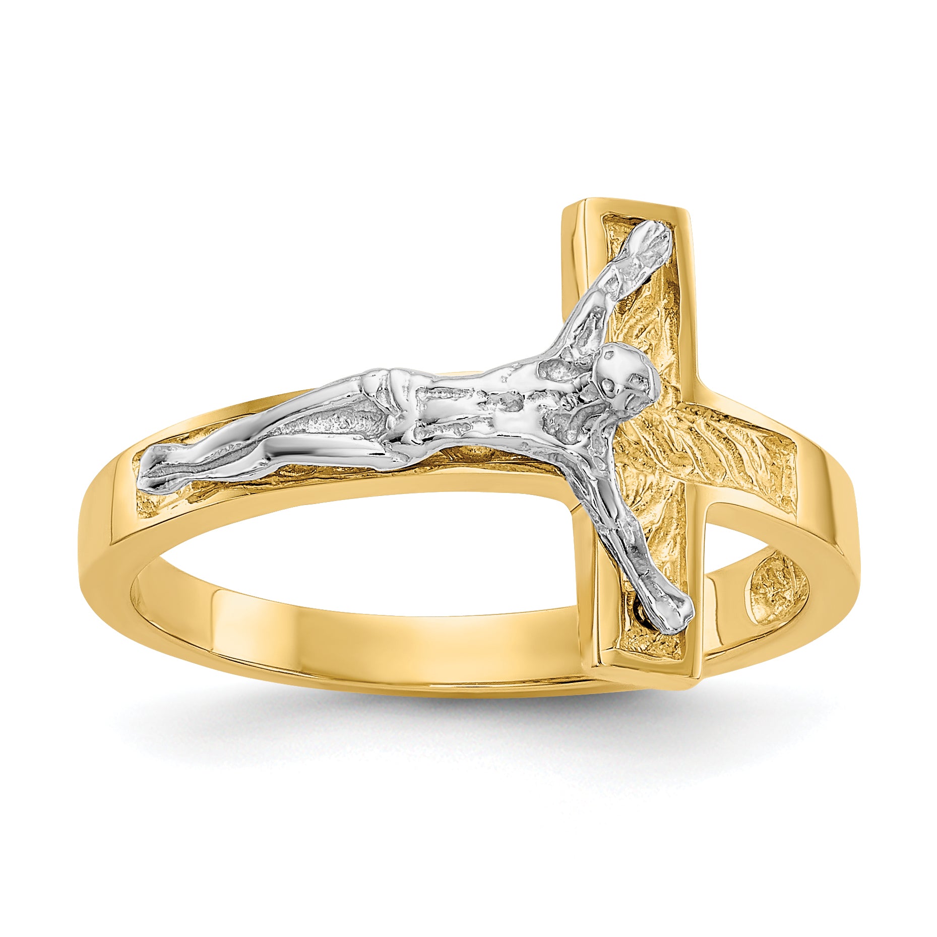 14k Two-tone Polished Crucifix Ring Main image