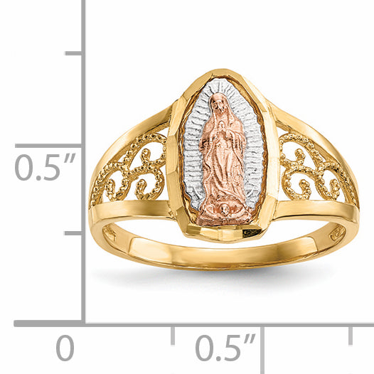14k Two-tone WithWhite Rhodium Lady of Guadalupe Ring