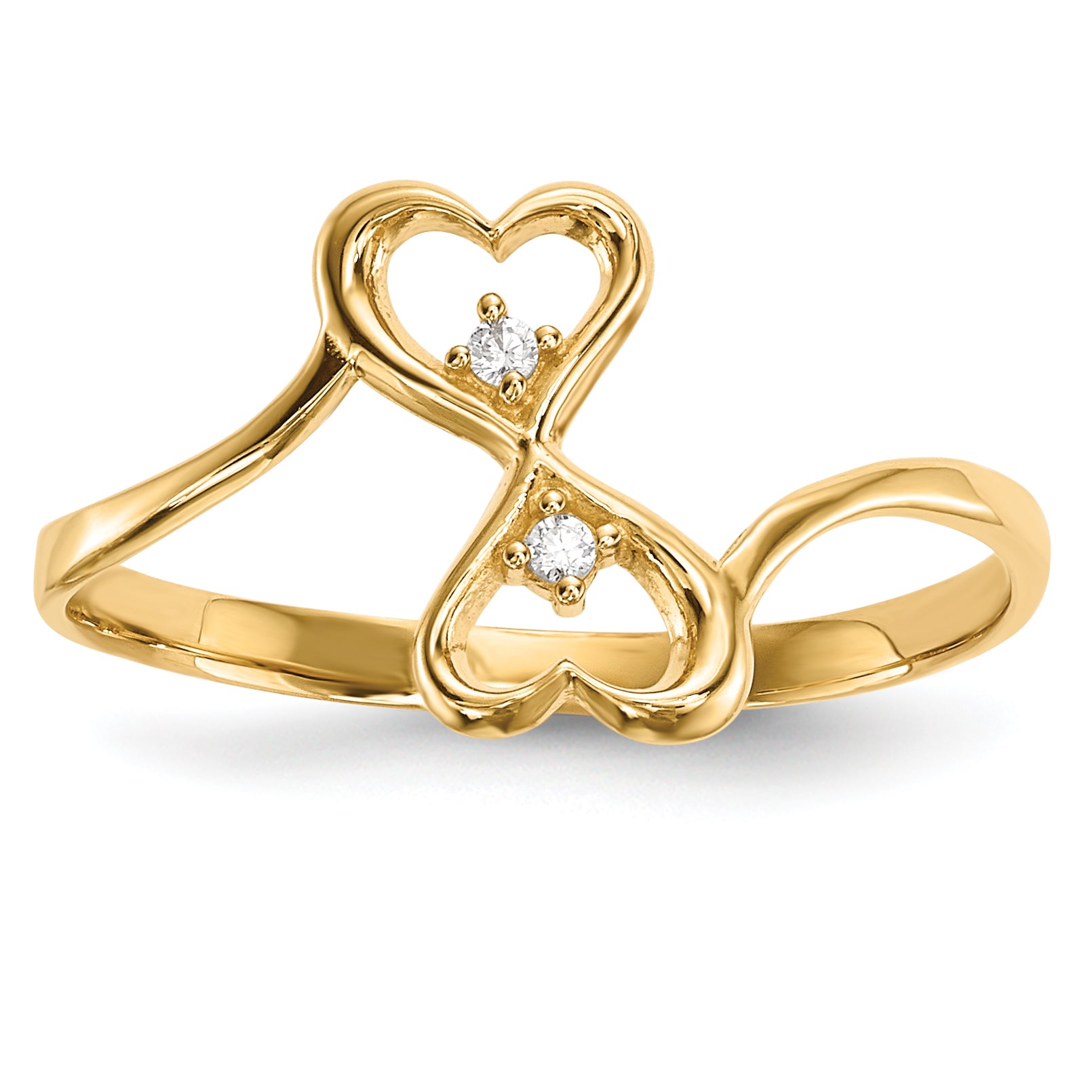 14k CZ Double Heart Ring Main image