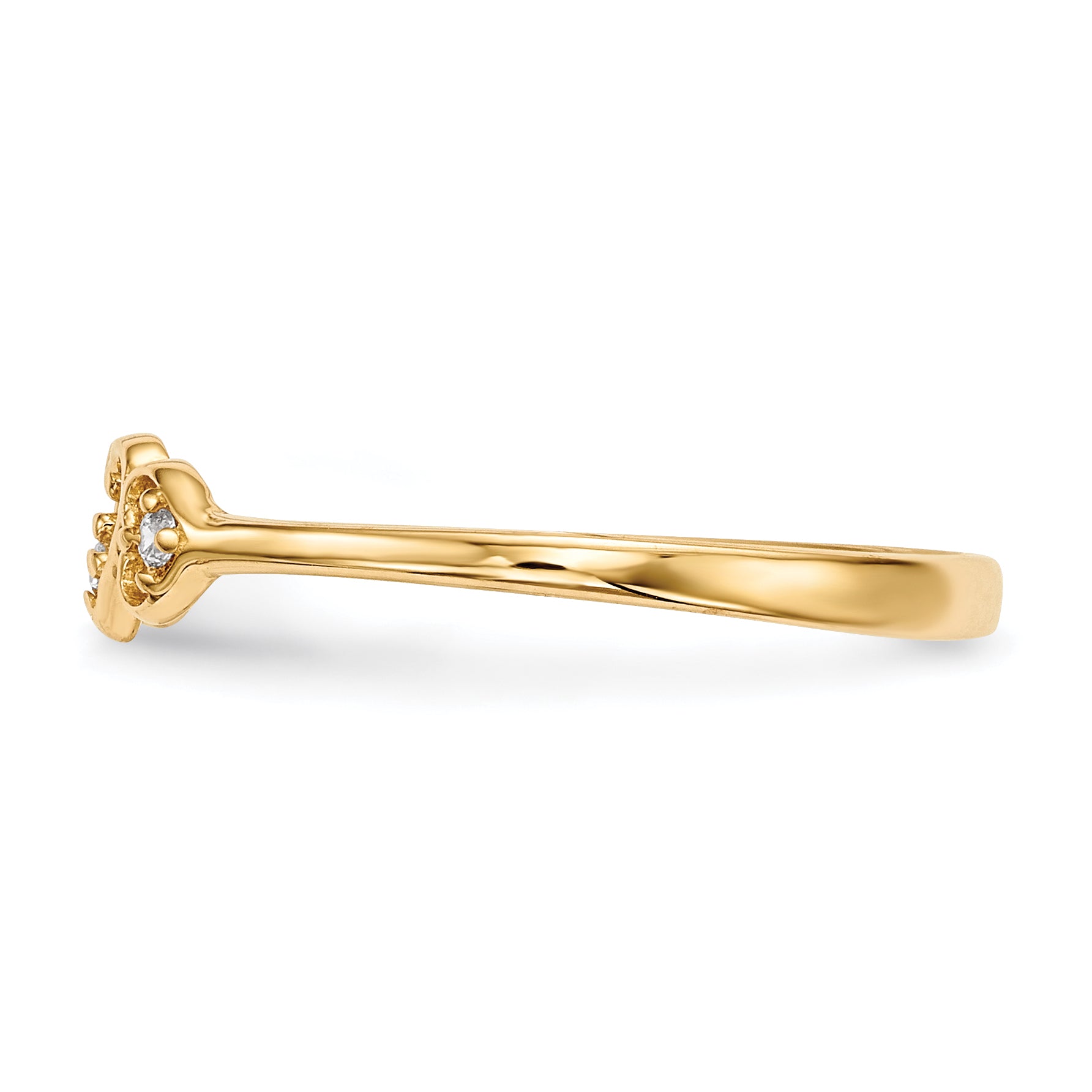 14k CZ 3-Hearts Ring
