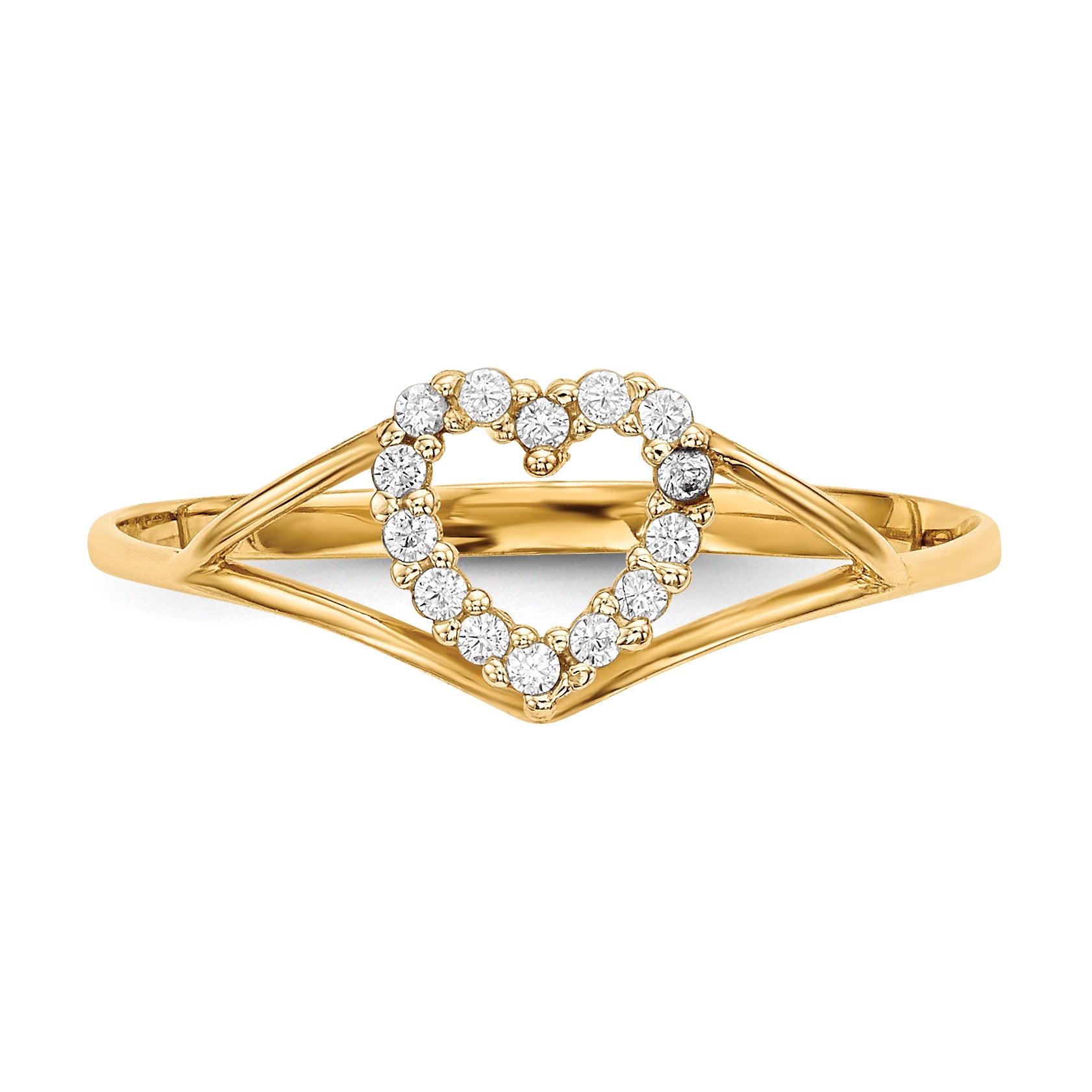 14k CZ Heart Ring