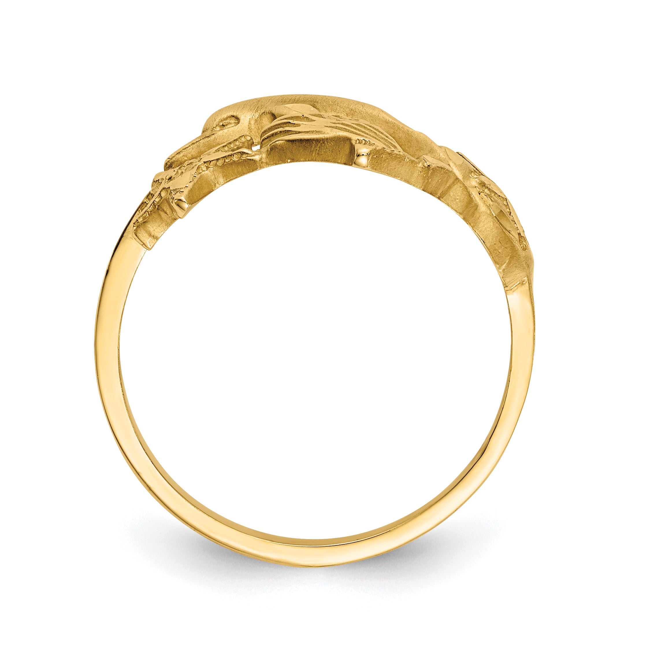 14k Polished and Satin Diamond-cut Dolphin Starfish Shell Sand Dollar Ring Secondary image