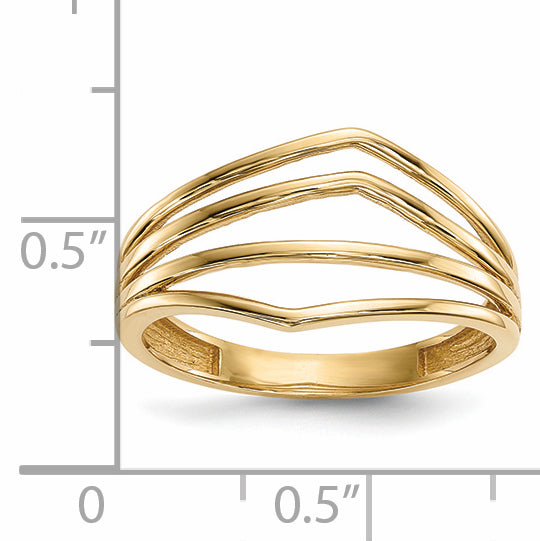 14k Gold Polished 4-Bar Ring
