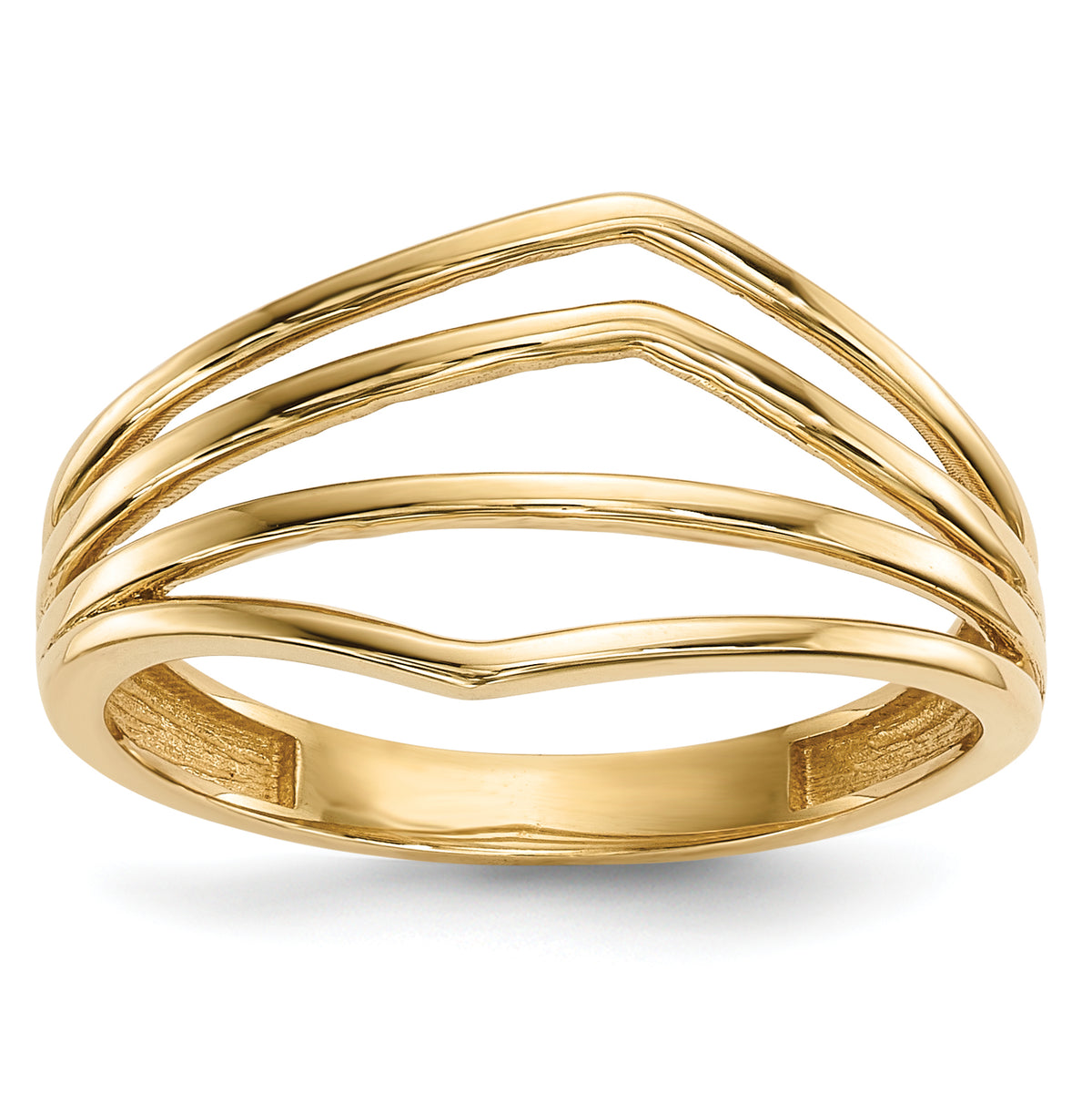 14k Gold Polished 4-Bar Ring