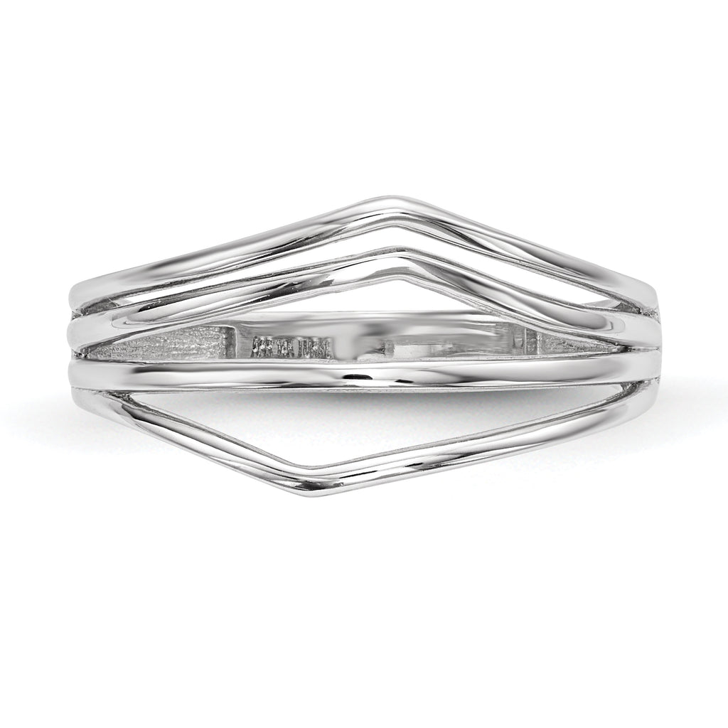 14k White Gold Polished 4-Bar Ring
