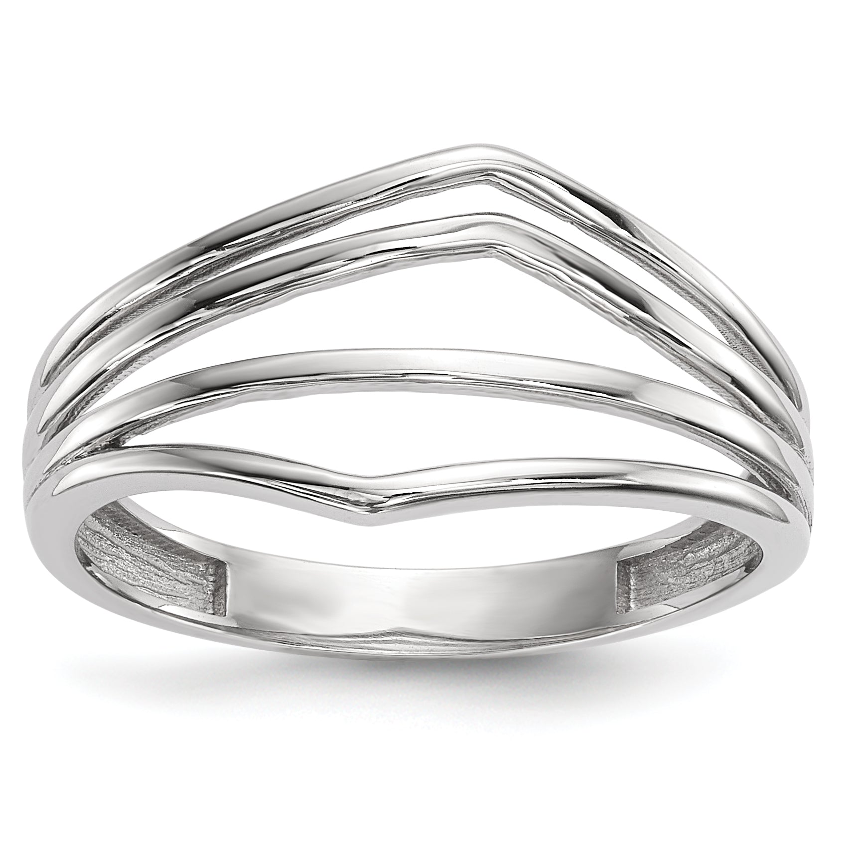 14k White Gold Polished 4-Bar Ring Main image