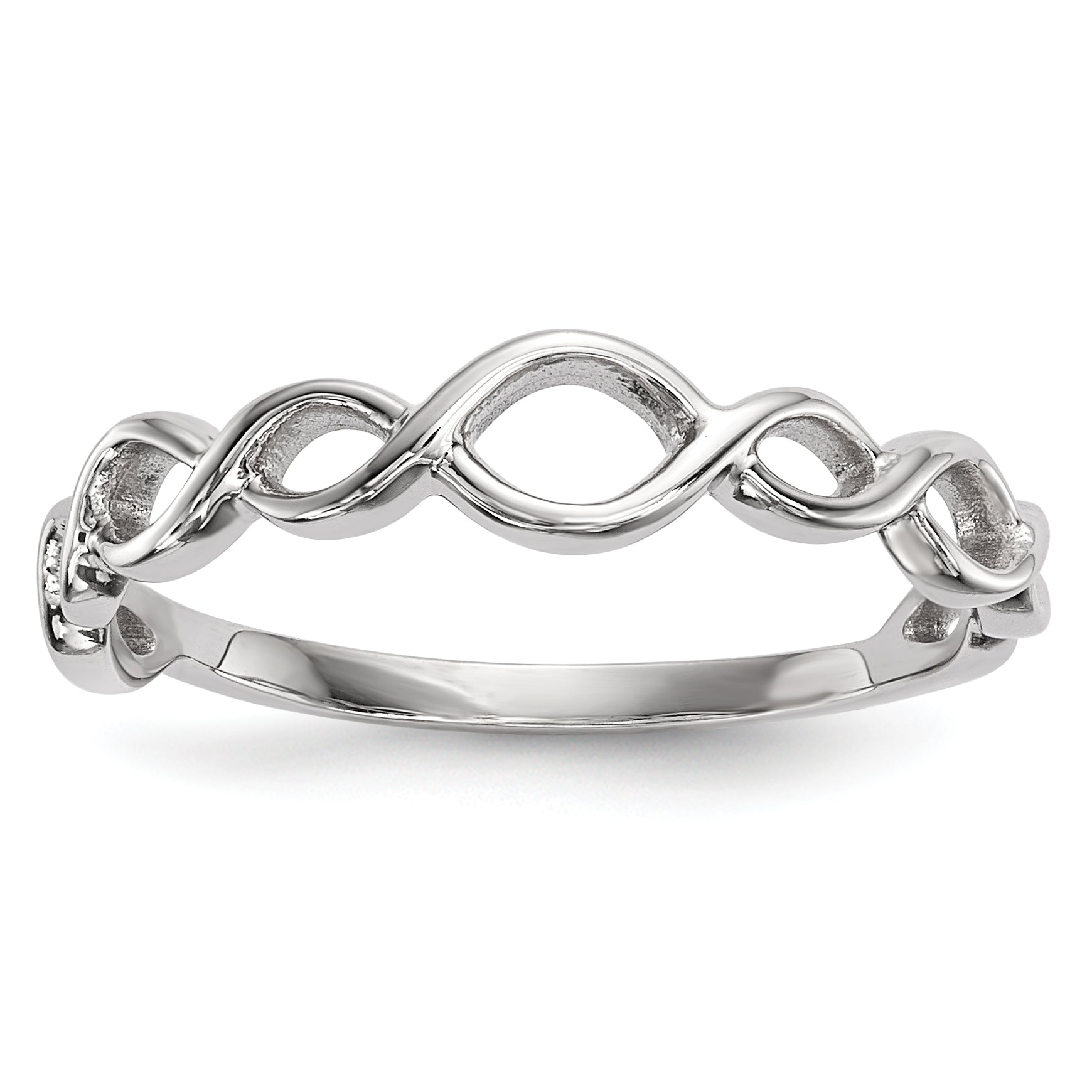 14k White Gold Polished Twisted Loops Ring Main image