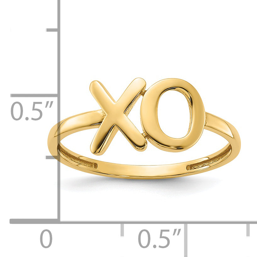 14k Gold Polished X-O Ring
