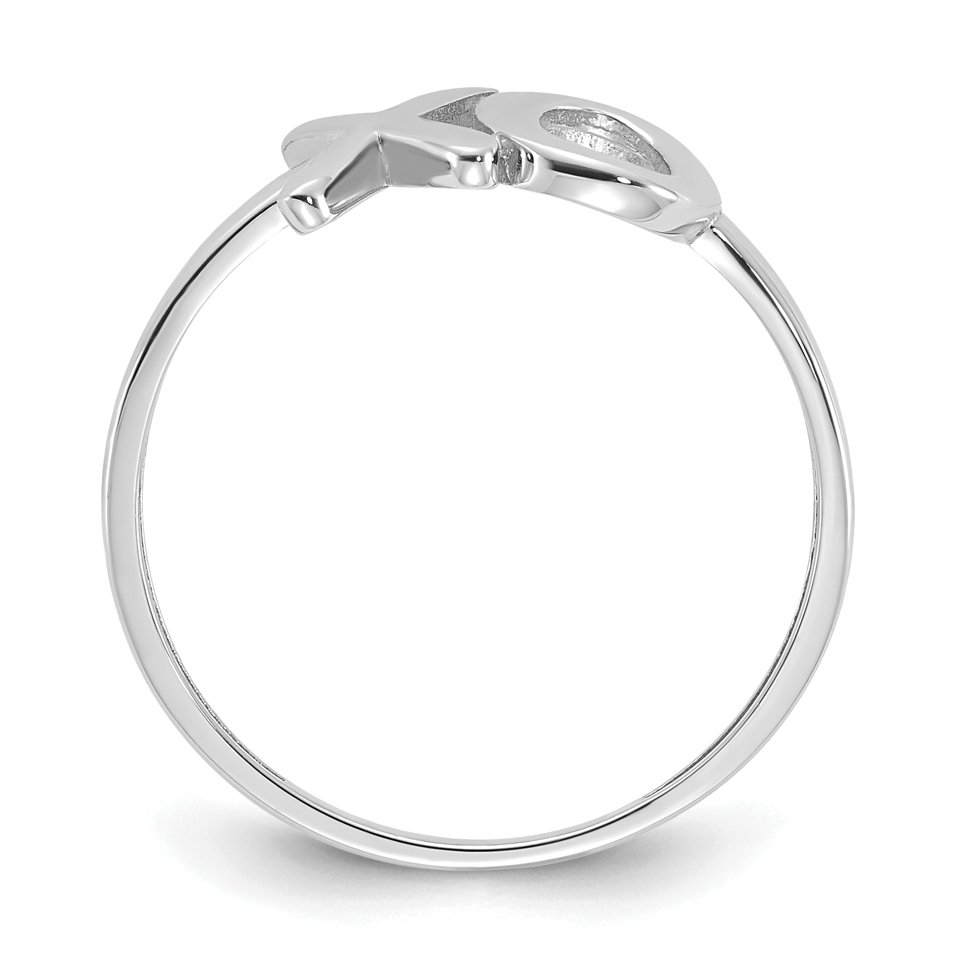 14k White Gold Polished X-O Ring Secondary image