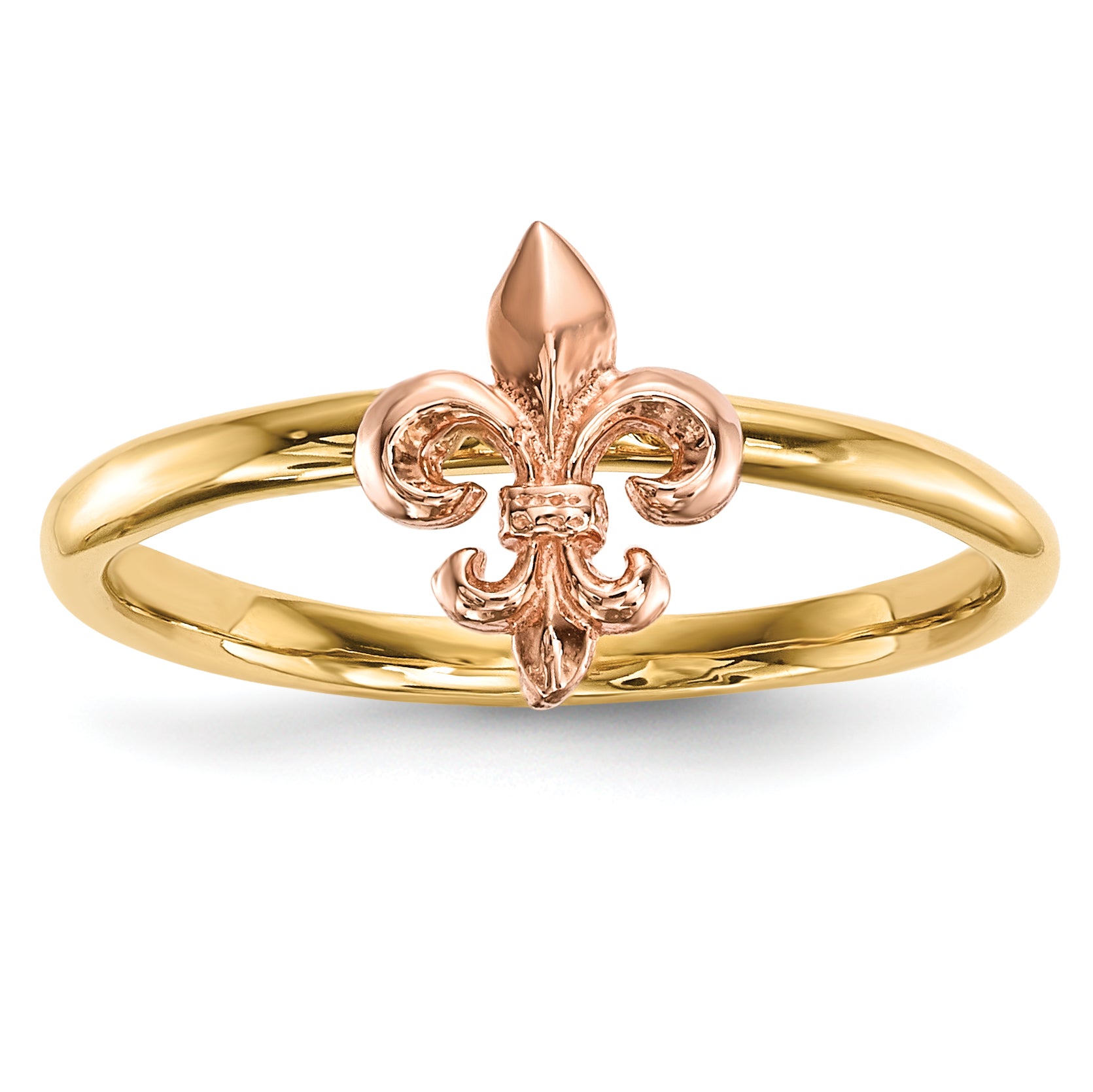14k Two-tone Polished Fleur de Lis Ring Main image