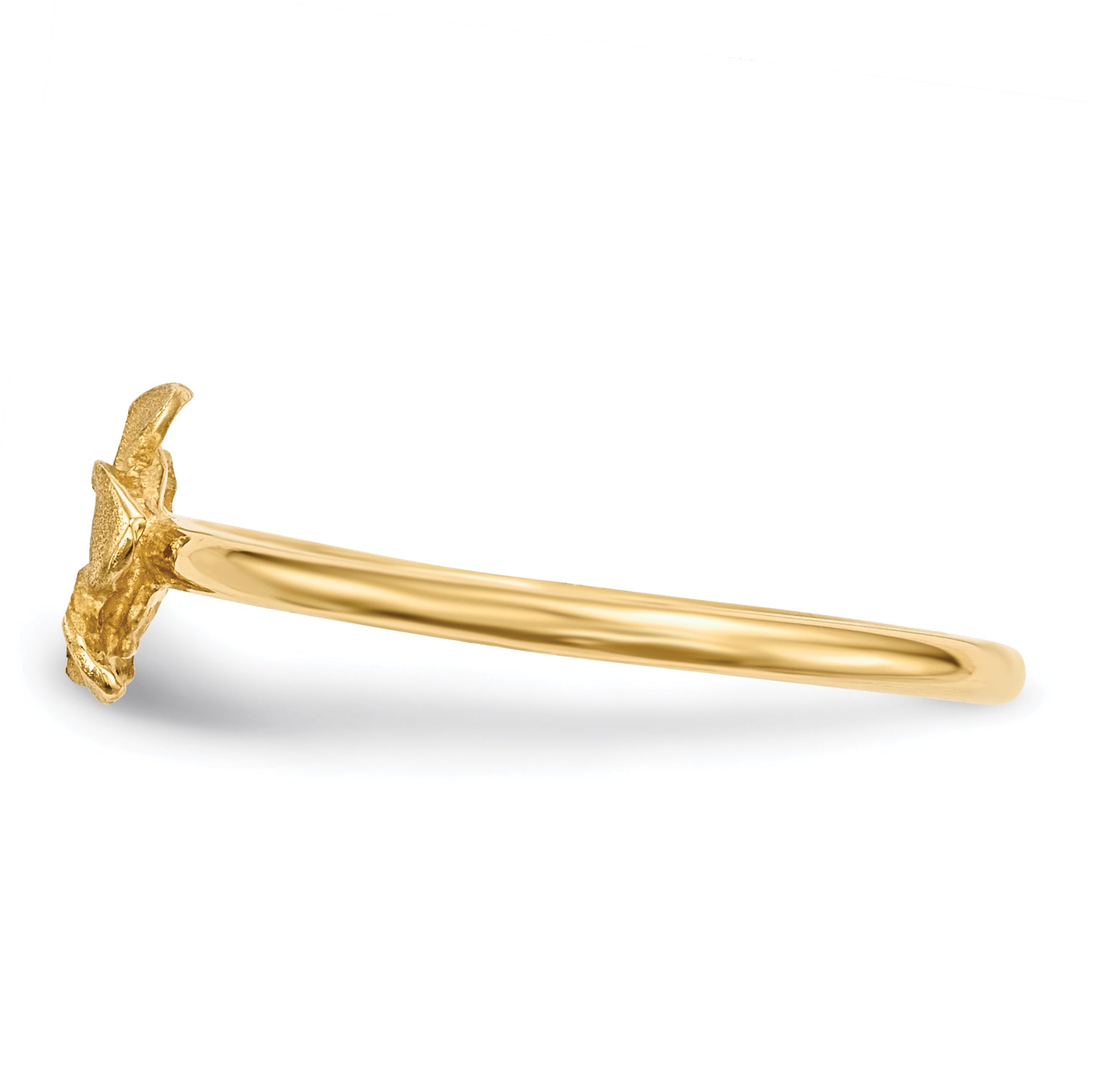 14k Satin & Diamond-cut Plumeria Ring Secondary image
