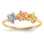 14k Two-tone WithWhite Rhodium Polished and Satin 3 Flower Ring
