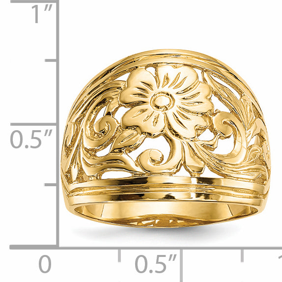 14k Polished Floral Ring Secondary image