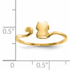 14k Gold Polished Cat Adjustable Cuff Ring